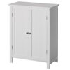 Basicwise White Wooden Bathroom Cabinet with Double Doors and Adjustable Shelves Modern Vanity Storage QI004028.WT